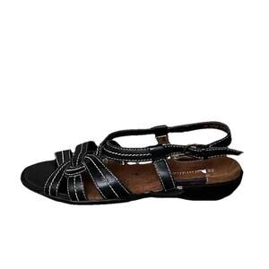 Naturalizer Black Leather Sandals Women’s 5.5 Comfort Slingback Strappy Casual